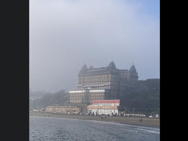Scarborough's Grand Hotel looking majestic in the mist.
