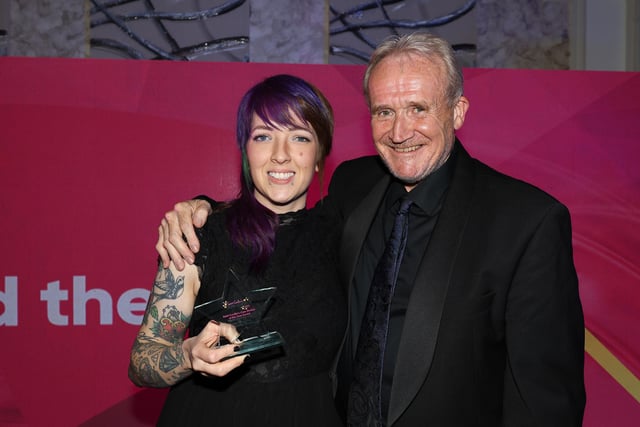 Louise Woolgrove, who was highly commended for the Care Worker of the Year award, with Mike Padgham.
