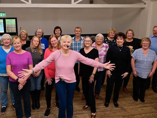 Line dancing - Jean with the group. photo: Richard Ponter