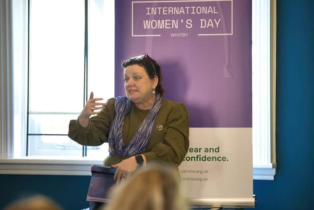 Bernadette McKnight shared her mental health story at the International Women's Day event.