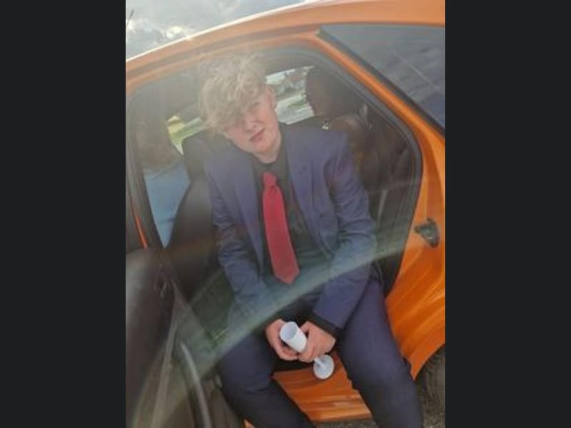 Here is Joe Garnett who is pictured at his prom at Headlands School.