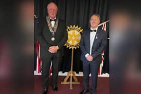 Scarborough Rotary Club president handover - Trevor Bull (left) has succeeded Stewart Rowe.