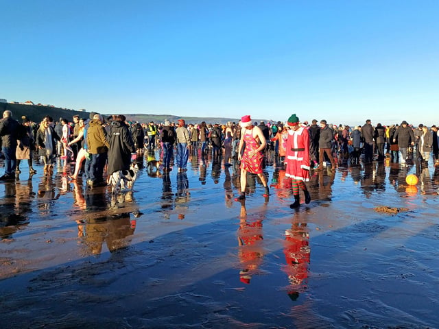 The dip drew a good number of entrants and spectators.