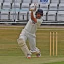Danny O'Connor hits a superb drive in his 88 as Scarborough lost by three wickets at home to leaders Driffield Town 2nds. Photo by Simon Dobson