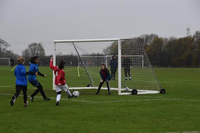 Maria Ivanova scores for Scarborough Ladies Under-12s in the win at Brooklyn. PHOTO BY SARAH FARRAR