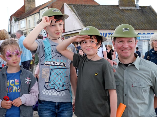 Practising for the salute march past.