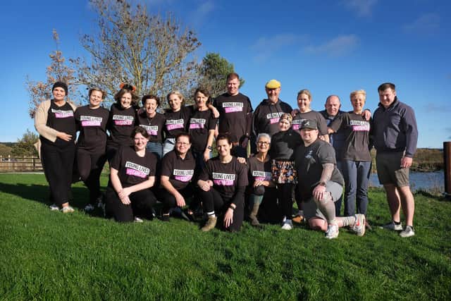 Young Lives vs Cancer Fundraisers arrive back at The Grainary after the completion of their charity walk in October