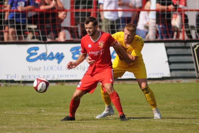 Lewis Dennison netted from the penalty spot for Brid Town.