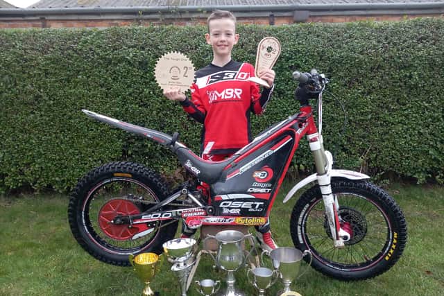 Rudston's Josh Tate shows off some of his trophies