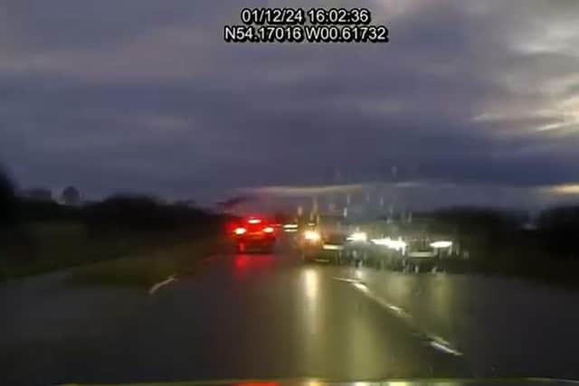North Yorkshire Police has shared footage of a near-miss collision on the A64