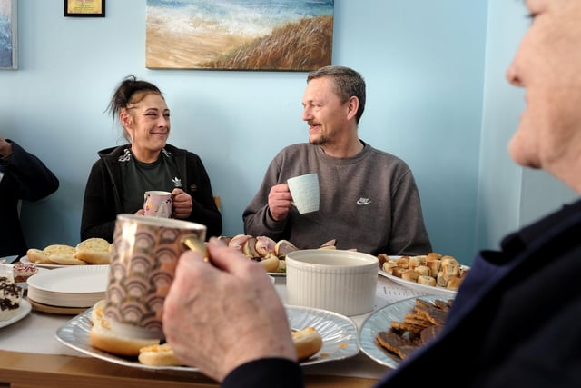 Bridlington's Kingfisher Cafe staff Lizzie and Rob chat. picture: Richard Ponter