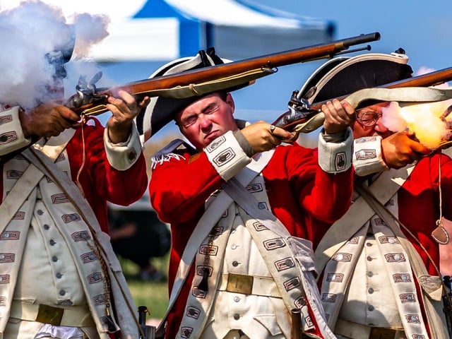 A battle re-enactment takes place.