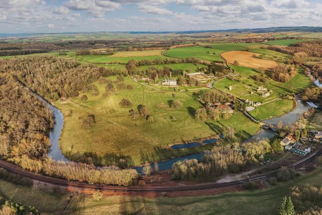 The extensive estate sits on the banks of the River Derwent.