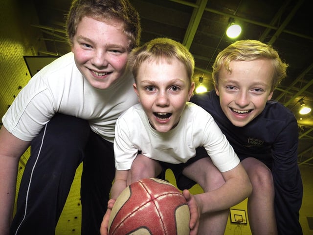 Fun scrum at Scalby School: Harry Agnew, Kieran Prior, Jack Lauchlan.
Picture: Richard Ponter
