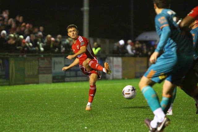 Lewis Maloney in action against Chorley