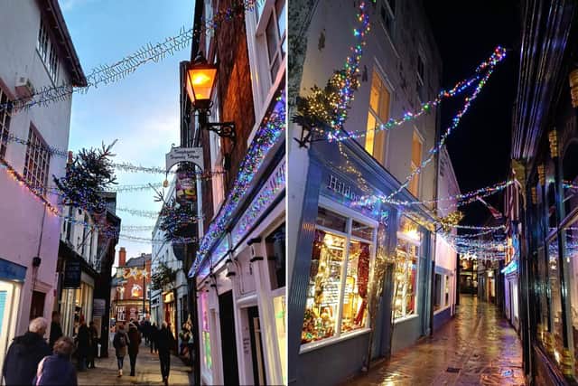 Christmas lights on Whitby's Sandgate. picture: Emma Atkins