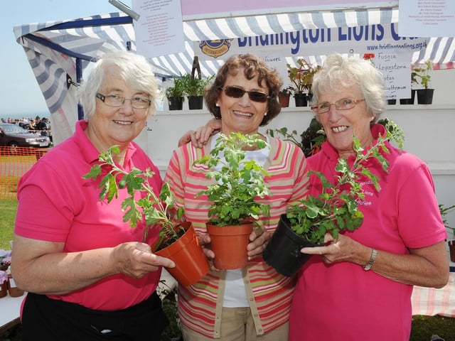 Elizabeth Boyland, Janet Atkinson, and Cindy Jay at a Lions Club plant stall in 2012.
