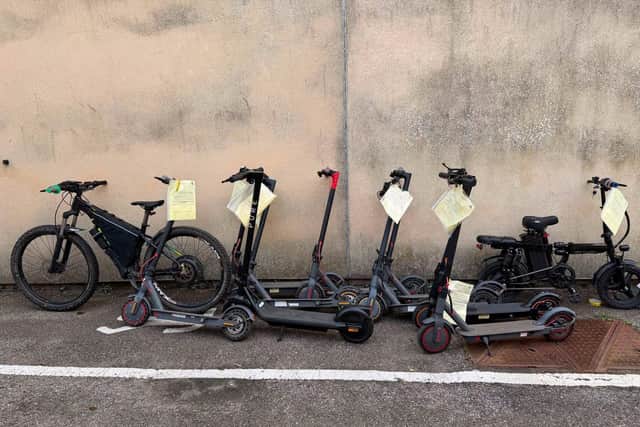 The police team seized nine e-scooters and two e-bikes. Photo courtesy of Humberside Police