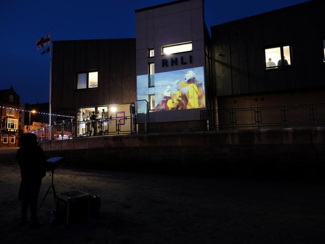 Animated Objects project the story of the RNLI onto Scarborough Lifeboat House