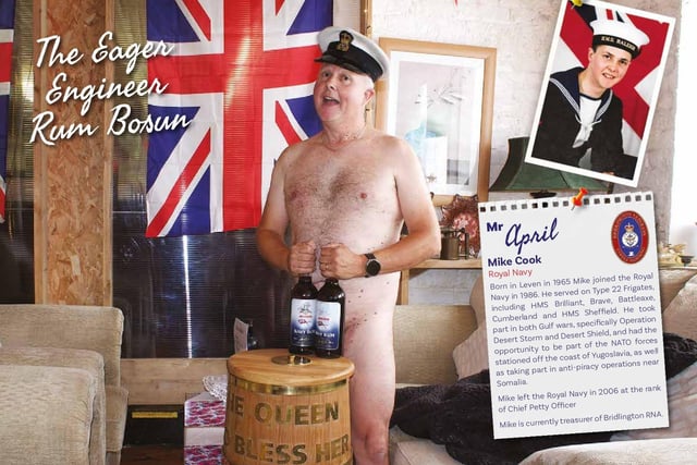 Here's Mike Cook, otherwise known as Mr April, who has a boozy nautical theme in his photo.