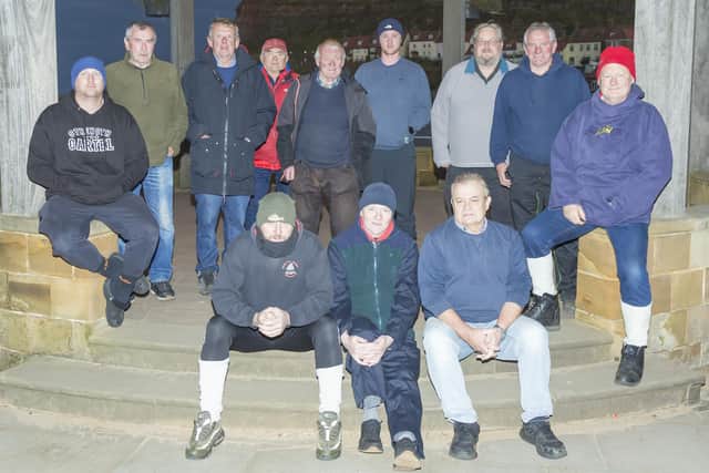 WSAA members line up before the opening league fixture of the season. Back row, from left, Neil Eglon, Denis Thompson, Paul Short, Andy Marr, William Atkinson, Dylan Goldsmith, Mike Saunders, Colin Stainthorpe, Peter Horbury. Front from left, Rob Taylor, Brian Harland and Dave Perrett. PHOTO BY PETER HORBURY