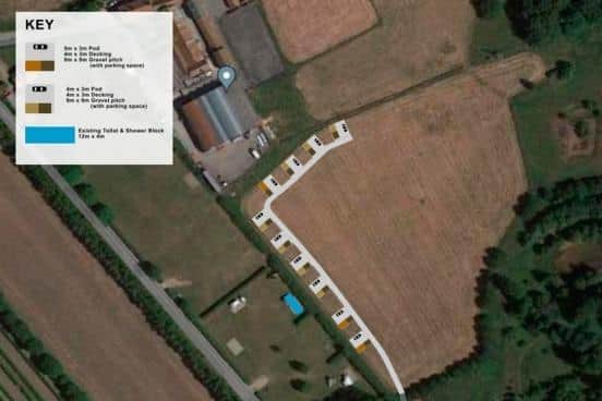 North Yorkshire Waterpark camping pod proposed locations.
