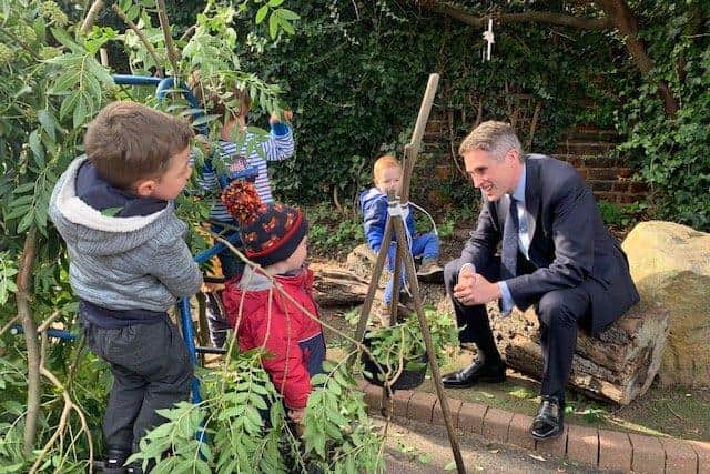 Former Education Secretary Gavin Williamson at Childhaven Nursery School in Scarborough in October 2019