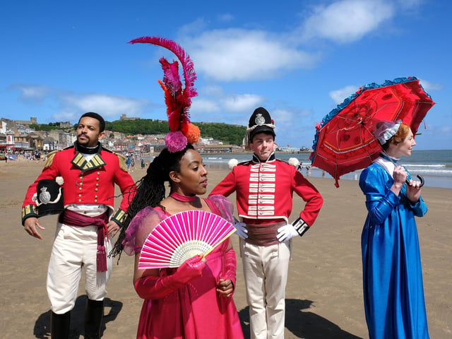 The Quality Street cast on the South Bay.