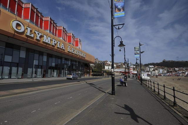 Glorious spring day - but barely a soul about on Scarborough seafront, March 2020.Picture by Simon Hulme.