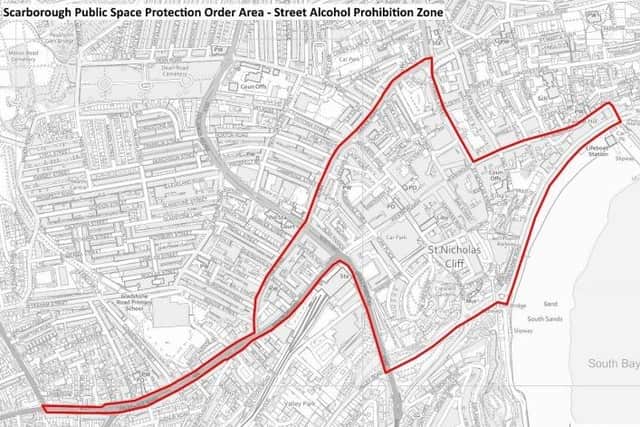 Proposed street alcohol prohibition zone, Scarborough town centre. picture: North Yorkshire Council.
