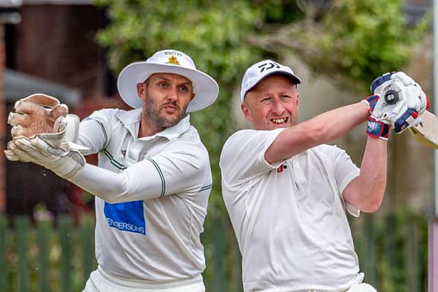 Whitby 2nds keeper Dave Stonehouse in action against Thornaby 2nds.
