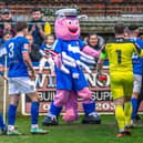 Whitby Town's post match celebrations with Scampi Skipper the mascot. Pic: Brian Murfield