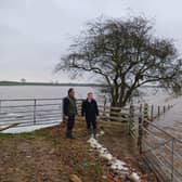 Robbie Moore MP with farmer Nigel Watson. Photo courtesy of NFU.