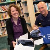 At a slipper social earlier in the year are Toria Morris, library supervisor at Malton, and Simon Pierce, health and wellbeing manager at North Yorkshire Sport.