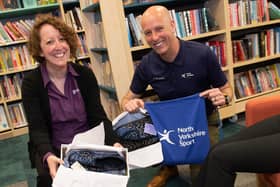 At a slipper social earlier in the year are Toria Morris, library supervisor at Malton, and Simon Pierce, health and wellbeing manager at North Yorkshire Sport.