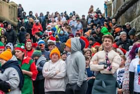 Whitby Boxing Day dippers on the slipway ready to go!