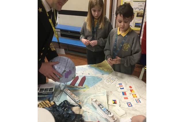 Pupils enjoyed talking to the helmsman of an arctic cruise ship