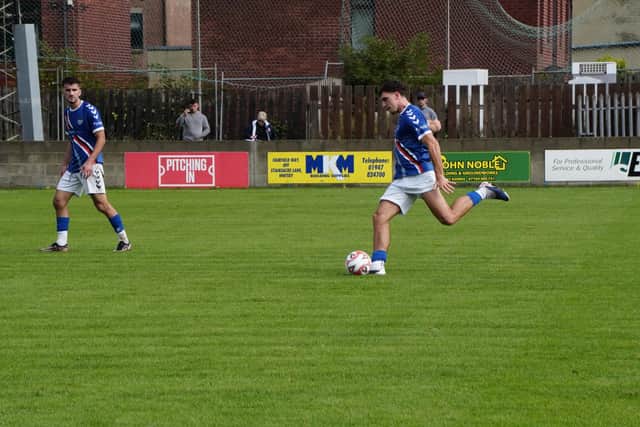 Whitby Town in action during their 4-1 home loss to Alfreton on Monday. Photo by Owen Cox