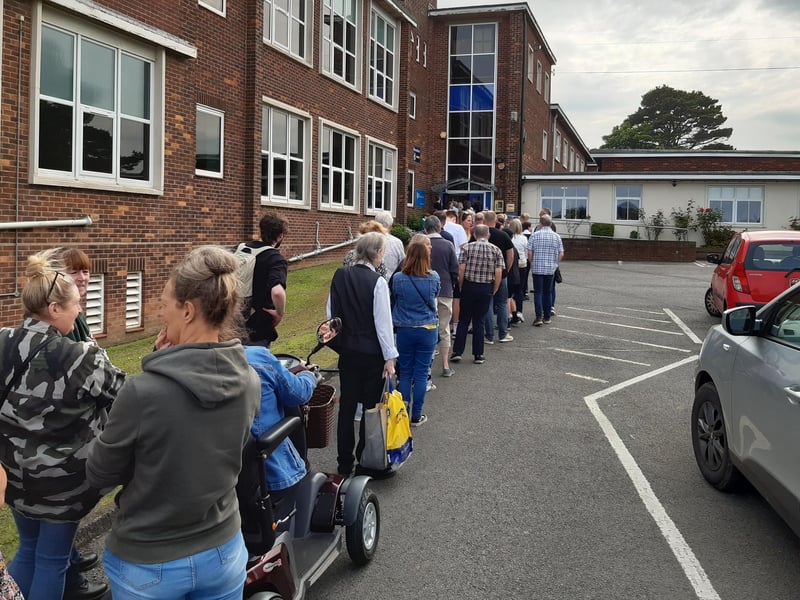 The queue to enter the Eskdale School exhibition stretched back to the school tennis courts.