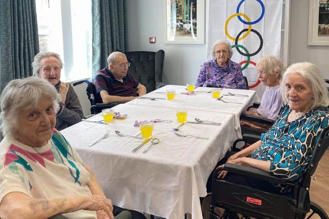 Residents at Scarborough Hall care home get together for an Olympic themed dinner
