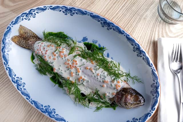 The delicious Houghton spring trout with Sandefjord sauce and trout roe. Image: Ludovica Decimo