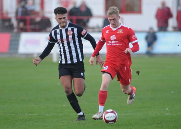 Will Sutton was man of the match for Bridlington Town in Saturday's 2-1 home win against North Shields PHOTO BY DOM TAYLOR