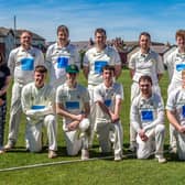 Whitby CC 1sts line up, back, from left, Pauline Russell (Scorer), Ricky Hall, Steve Allen, Ollie Lane, James Fawcett, Rhys Buck, Tom Steyert. Front, from left , Theo Clarke, Matty Steyert, Charlie Taylor, Kai Morris (Captain) and Lewis Brearley. PHOTOS BY BRIAN MURFIELD