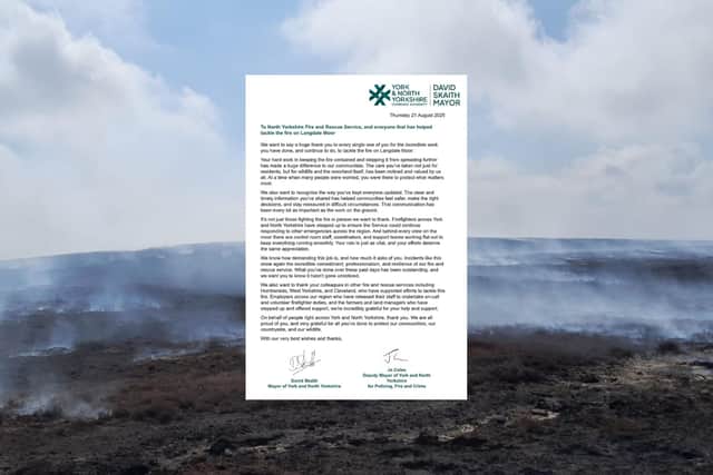 Mayor of York and North Yorkshire thanks firefighters for 'incredible work'