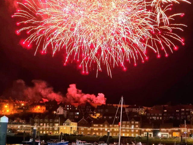 Spectacular fireworks light up the sky over Whitby.
picture: Alan Wastell