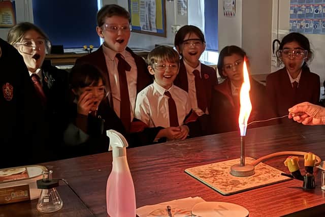 Magic materials for colour changing flames lessons at Fyling Hall junior school.