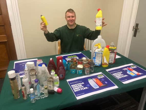 North Yorkshire Rotters volunteer coordinator, Jeff Coates, with some missed recyclables.