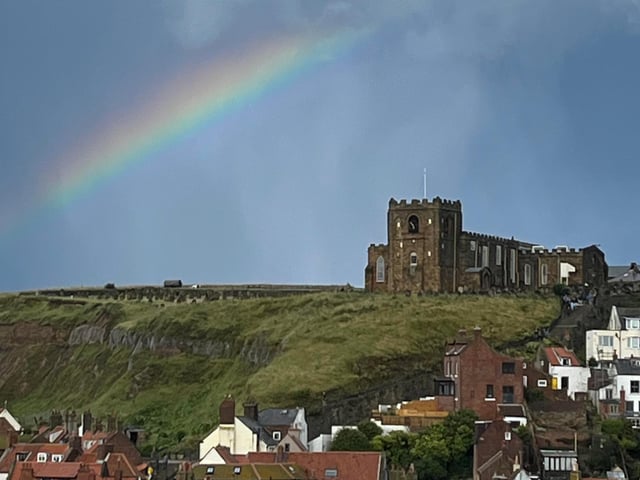 Rainbow over St Mary's Church, Whitby, by Lynn Hilton.