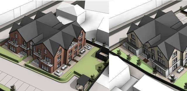 New 3d Proposed Elevations Left. Old 3d Proposed Elevations Right. Brooklands, Filey. Courtesy 5seventy3