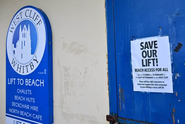 The Save our lift sign. photo: Richard Ponter